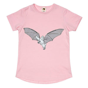 Mullido organic T-shirt- pink bat (glow-in-the-dark)