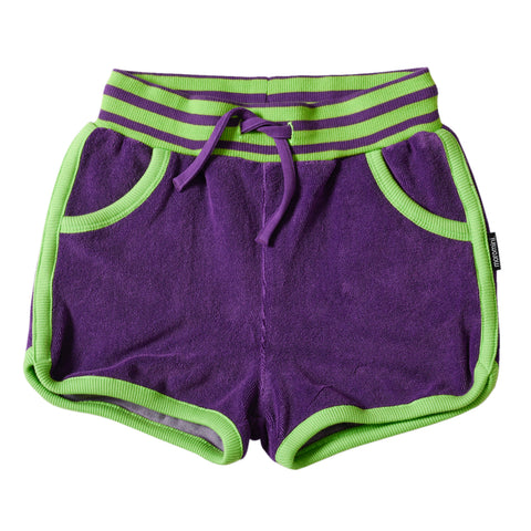 Moromini organic Terry shorts- purple & green