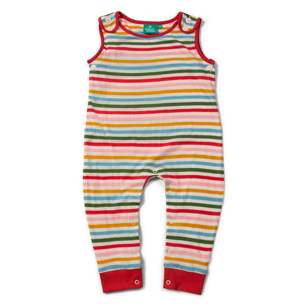Little Green Radicals Rainbow striped everyday dungarees