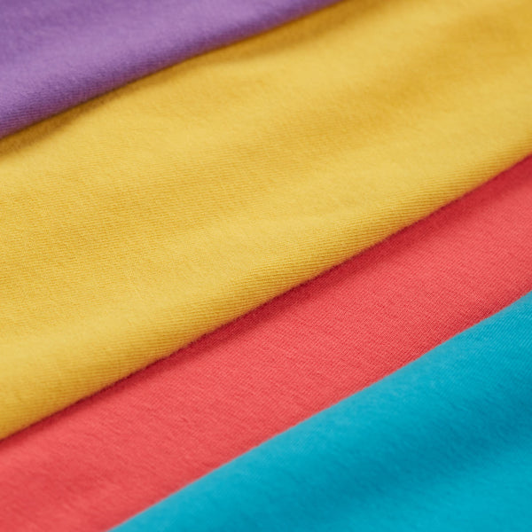 Frugi Rainbow skater dress- indigo stripe, closeup