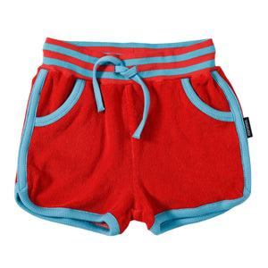 Moromini organic Terry shorts- red & blue