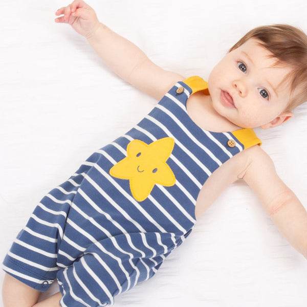 Baby wearing Kite Clothing Sea star overalls