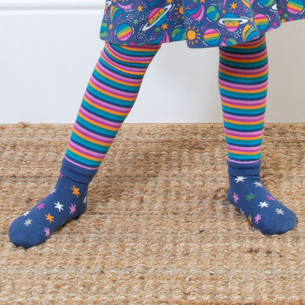 Girl wearing Kite Clothing organic Starburst socks