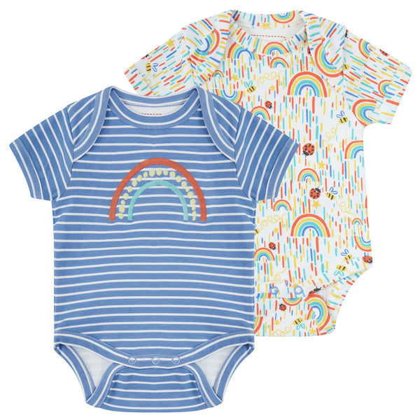Piccalilly organic 2 pack bodysuits- sun shower