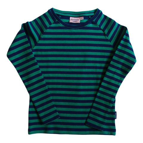 Moromini Raglan top- blue & green stripes