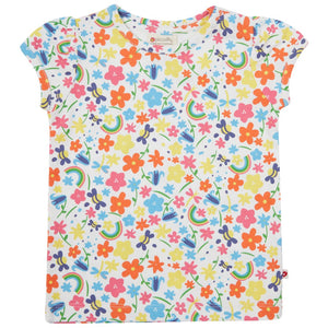 Piccalilly all over print rainbow meadow t-shirt