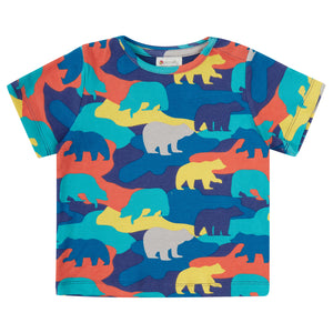 Piccalilly organic All over print t-shirt- camo bear