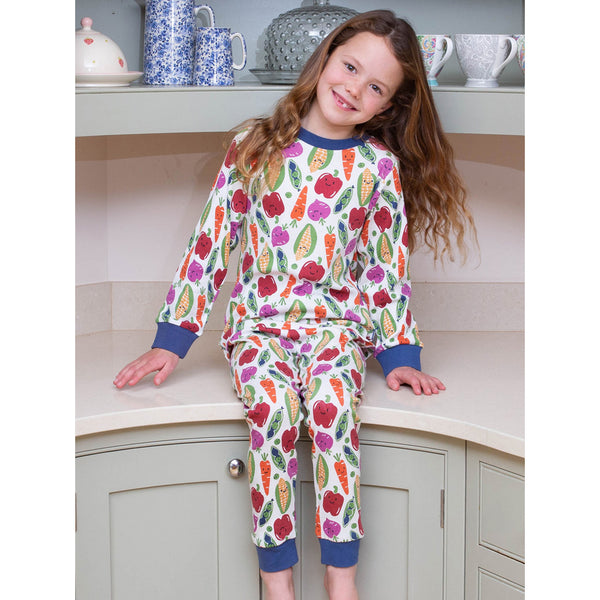 Girl wearing Kite organic Veggie pajamas
