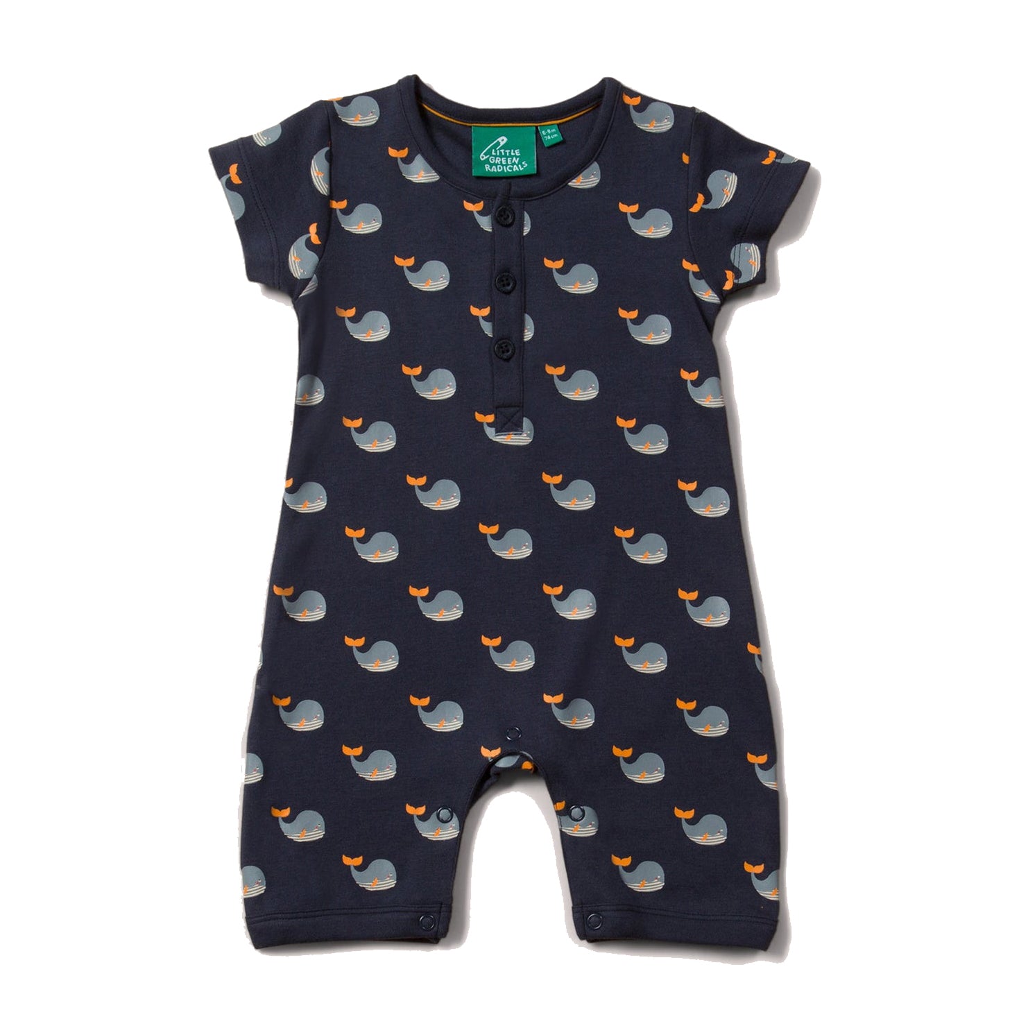 Little Green Radicals Whale song shortie romper